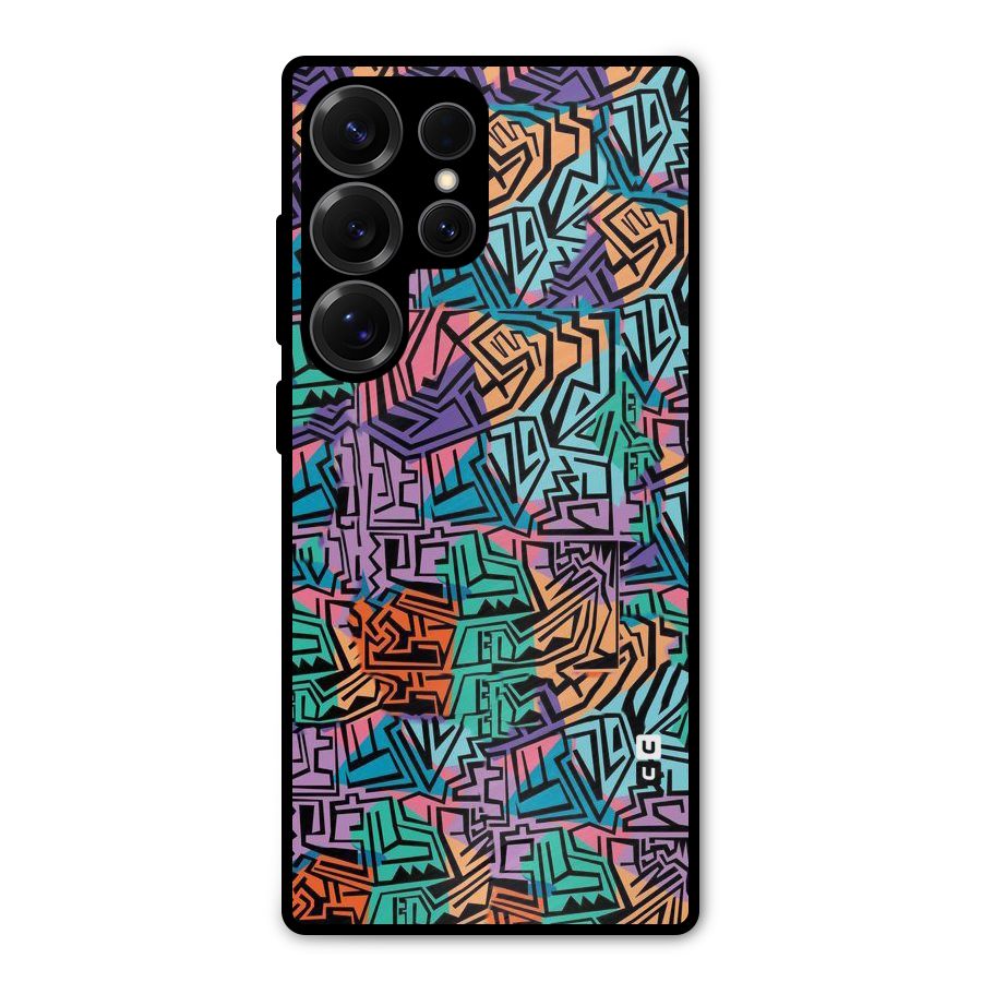 Abstract Lining Colors Metal Back Case for Galaxy S25 Ultra