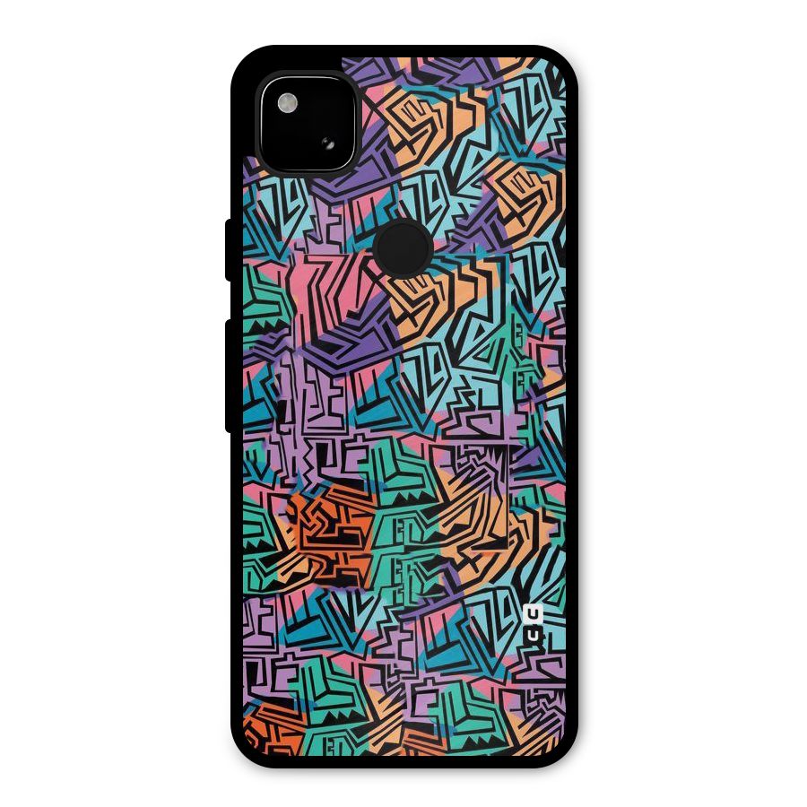 Abstract Lining Colors Metal Back Case for Google Pixel 4a