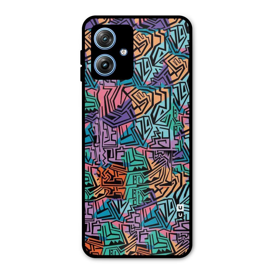 Abstract Lining Colors Metal Back Case for Moto G54