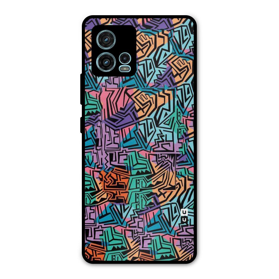 Abstract Lining Colors Metal Back Case for Moto G72