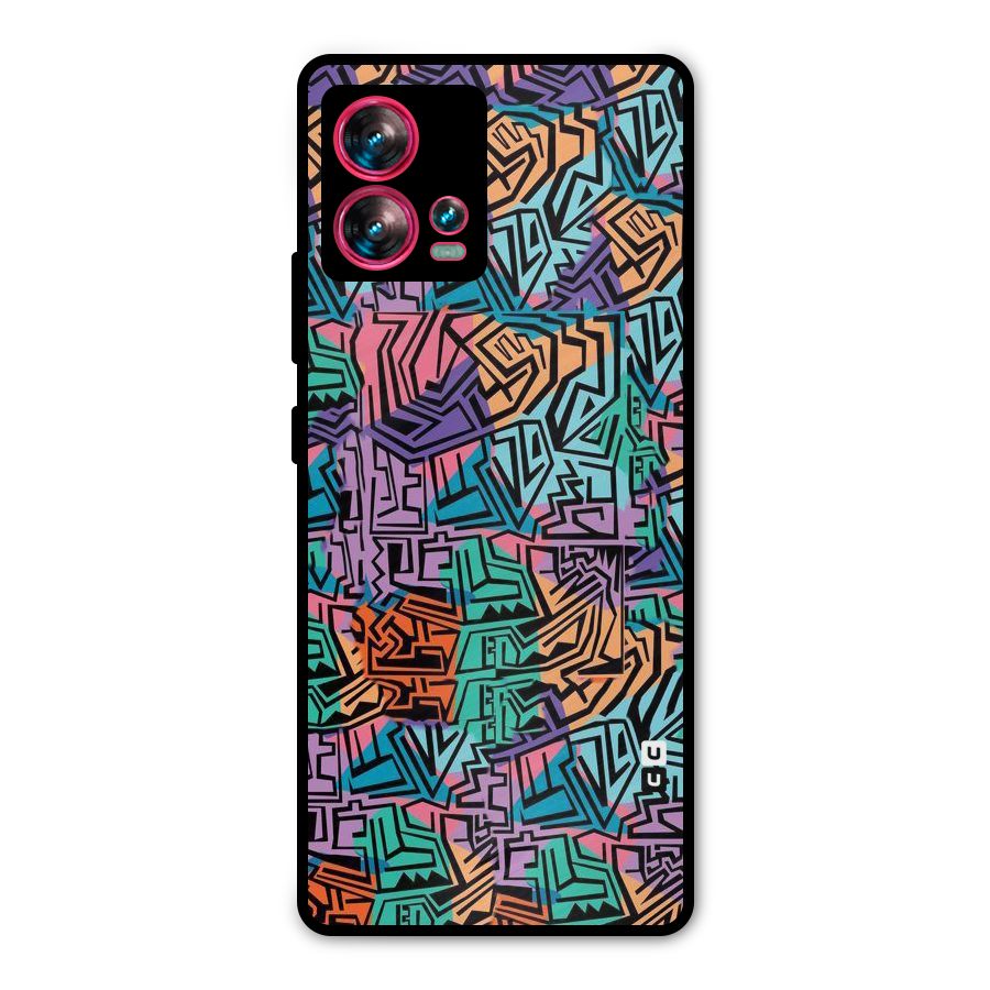 Abstract Lining Colors Metal Back Case for Motorola Edge 30 Fusion