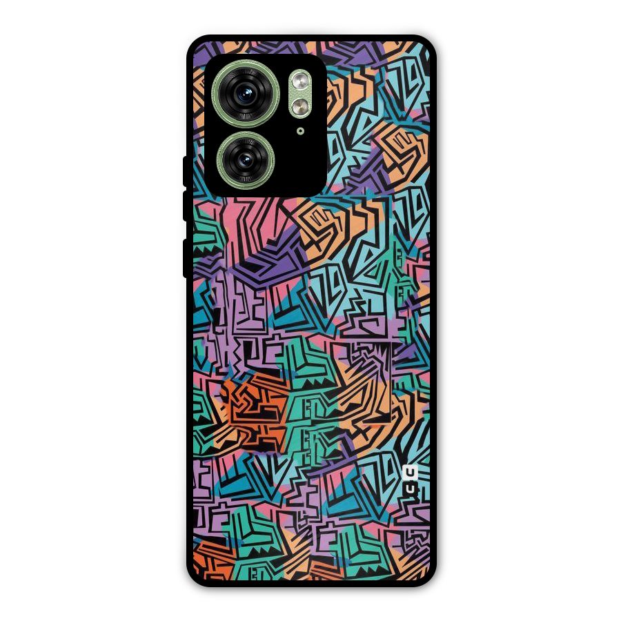 Abstract Lining Colors Metal Back Case for Motorola Edge 40 5G