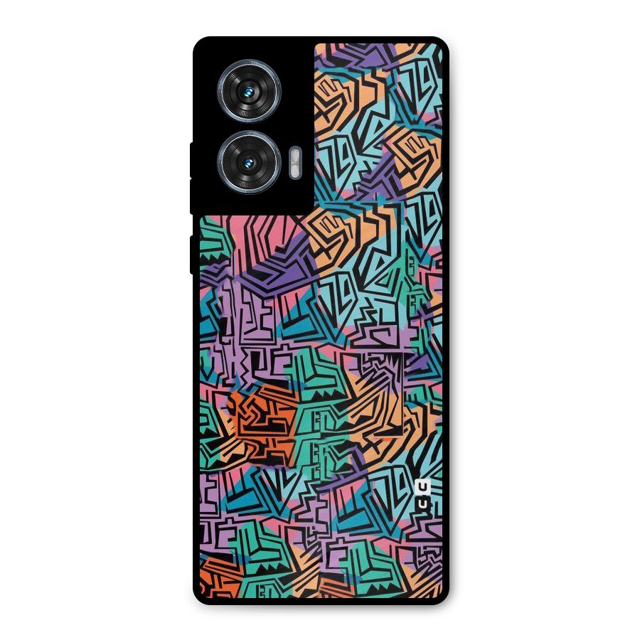 Abstract Lining Colors Metal Back Case for Motorola Edge 50 Fusion