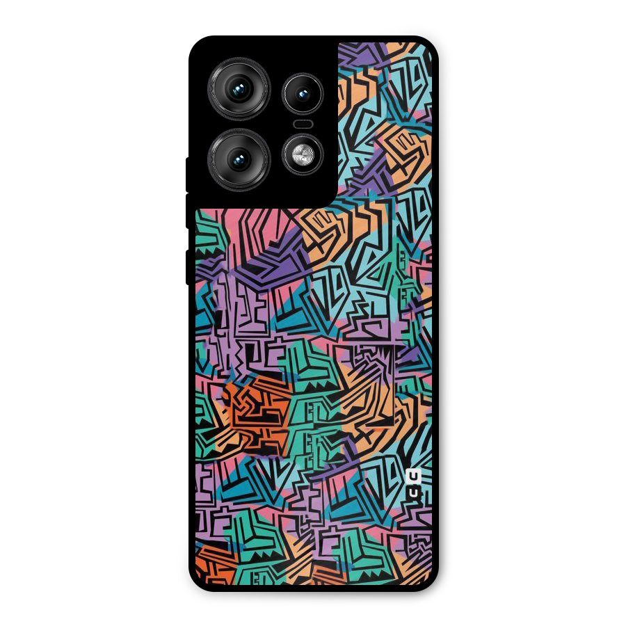 Abstract Lining Colors Metal Back Case for Motorola Edge 50 Pro
