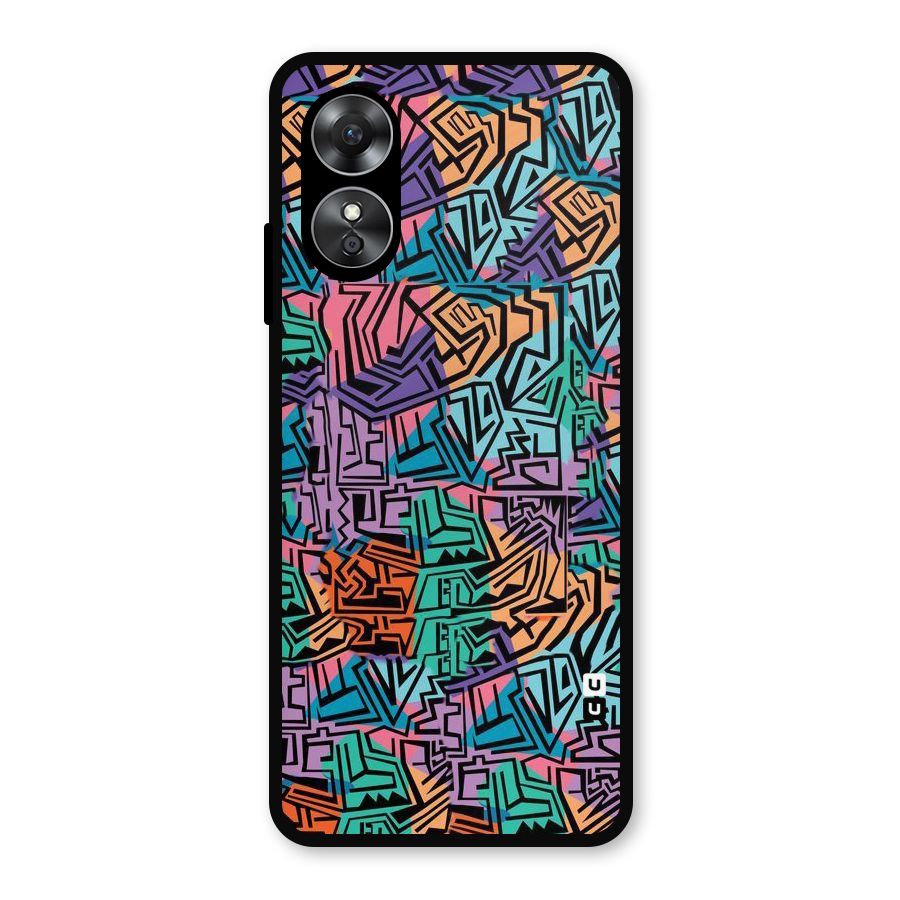 Abstract Lining Colors Metal Back Case for Oppo A17