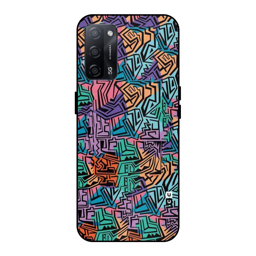 Abstract Lining Colors Metal Back Case for Oppo A53s 5G