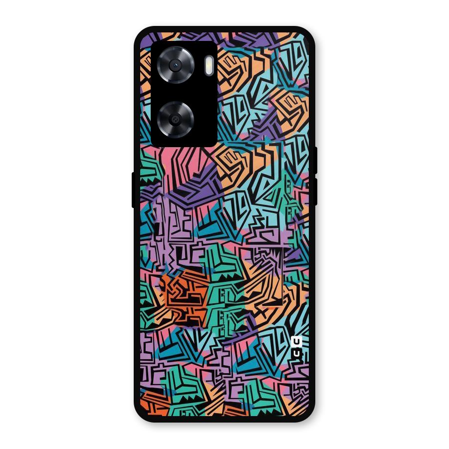Abstract Lining Colors Metal Back Case for Oppo A57 2022