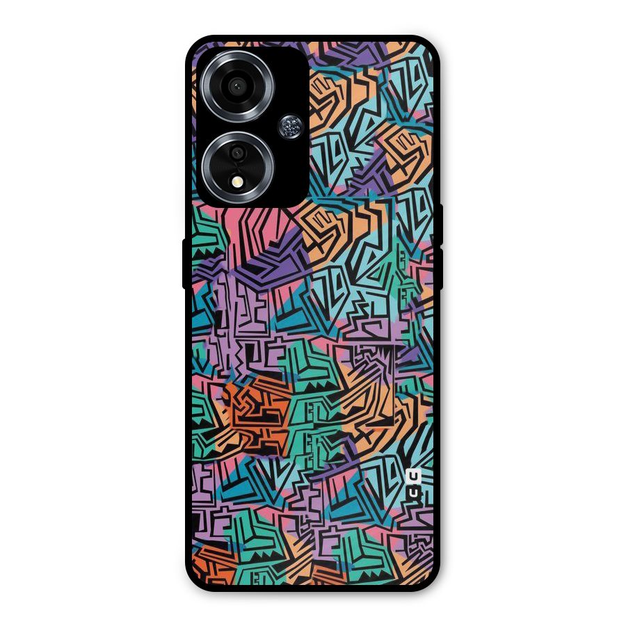 Abstract Lining Colors Metal Back Case for Oppo A59