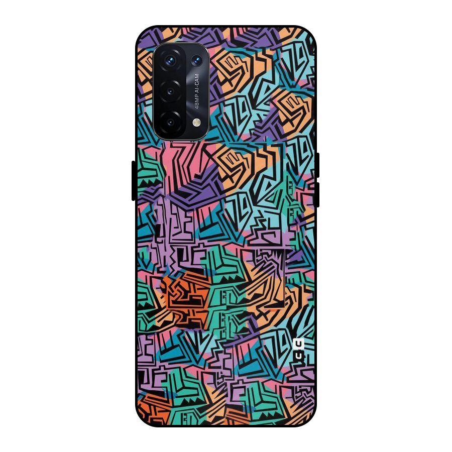 Abstract Lining Colors Metal Back Case for Oppo A74 5G