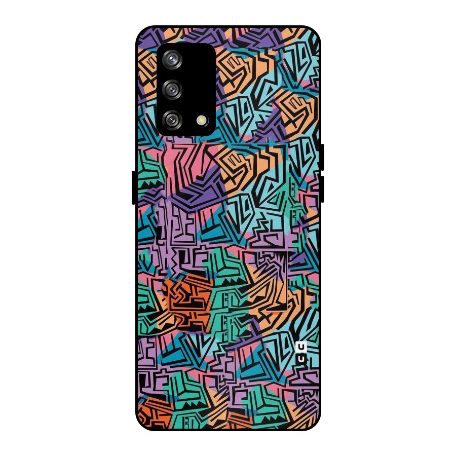 Abstract Lining Colors Metal Back Case for Oppo F19