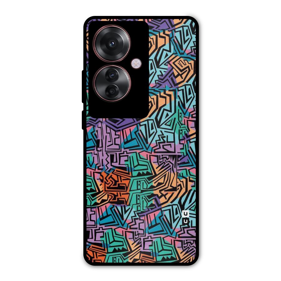 Abstract Lining Colors Metal Back Case for Oppo F25 Pro