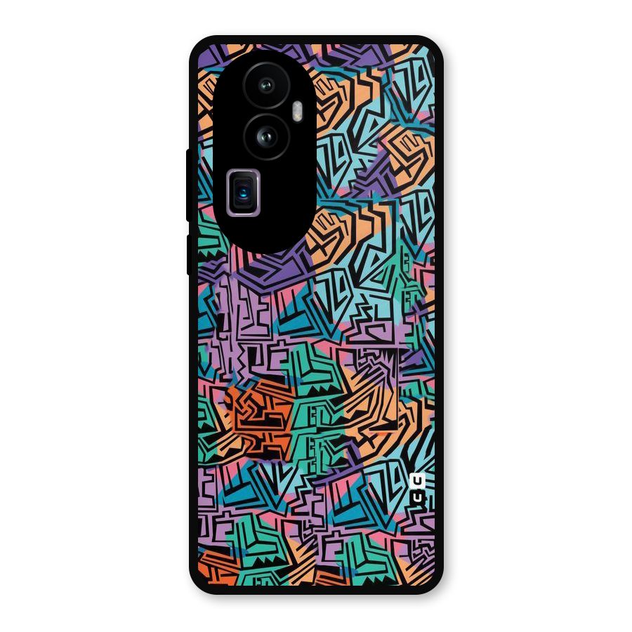 Abstract Lining Colors Metal Back Case for Oppo Reno10 Pro Plus
