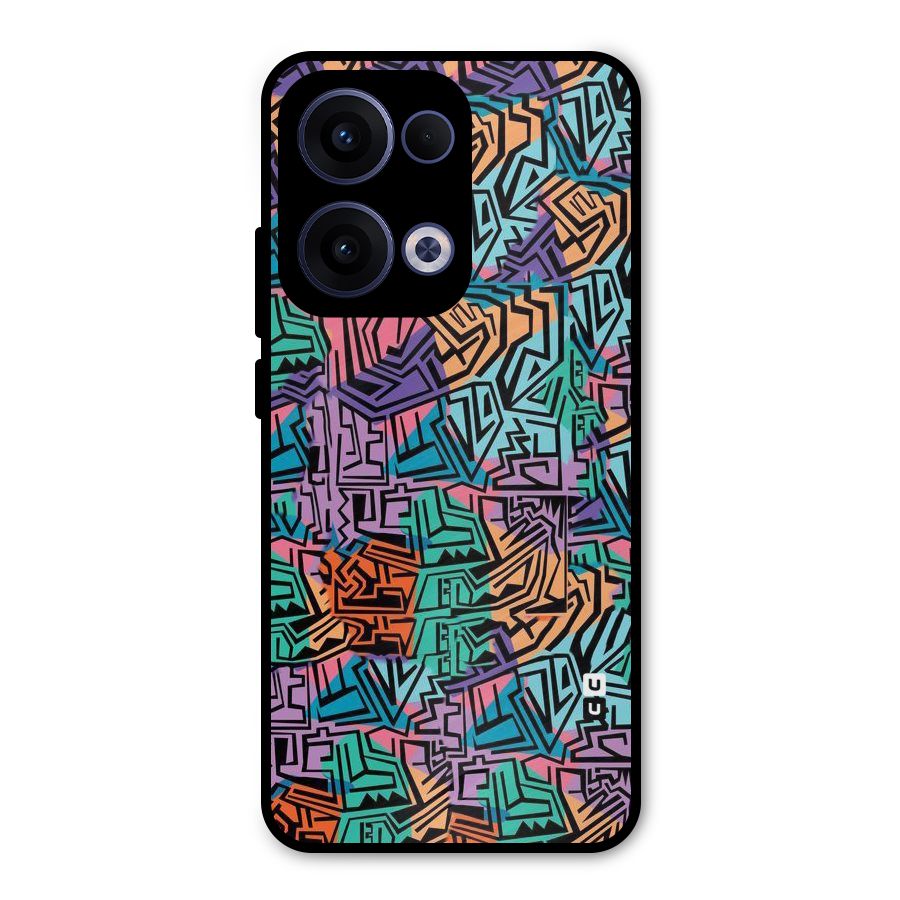 Abstract Lining Colors Metal Back Case for Oppo Reno13