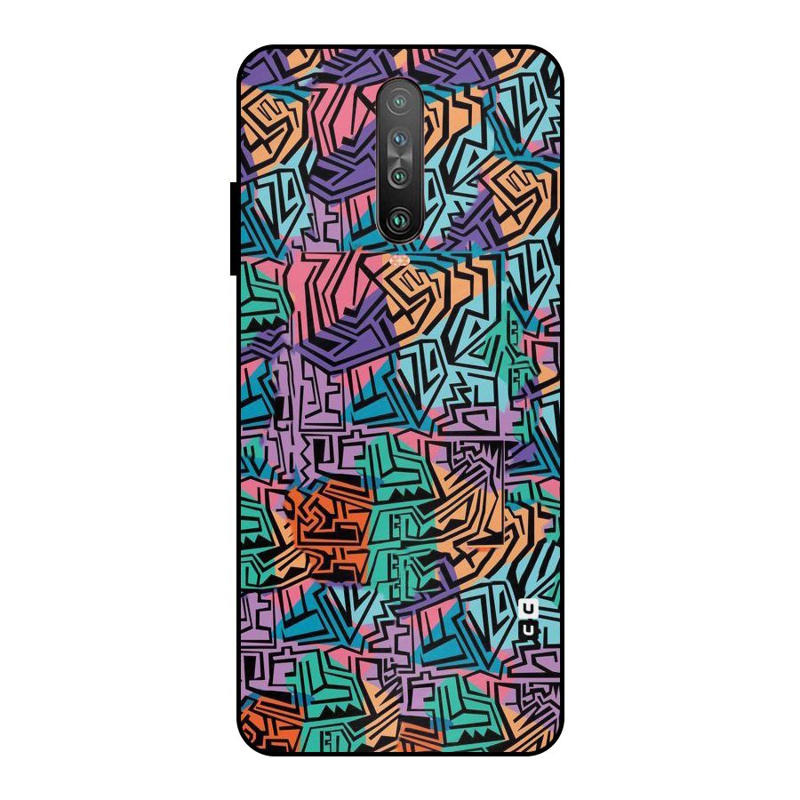 Abstract Lining Colors Metal Back Case for Poco X2
