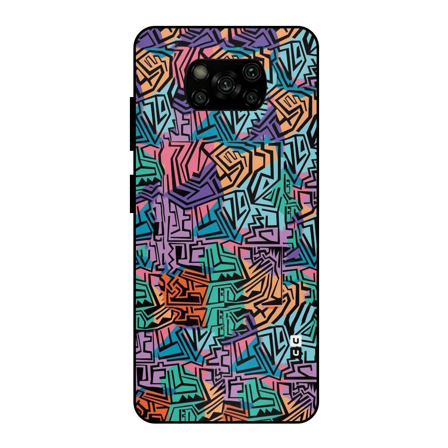 Abstract Lining Colors Metal Back Case for Poco X3