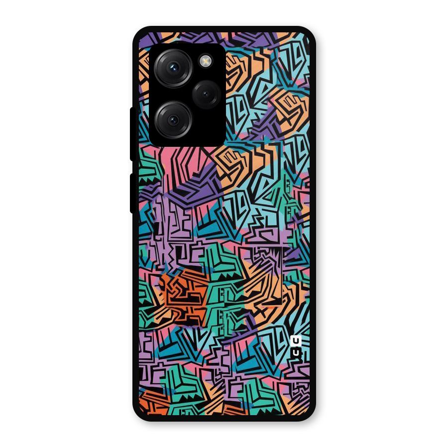 Abstract Lining Colors Metal Back Case for Poco X5 Pro