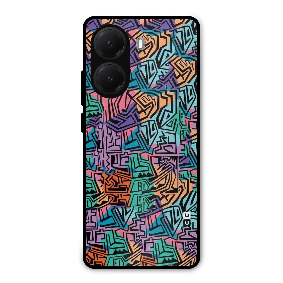 Abstract Lining Colors Metal Back Case for Poco X7 Pro