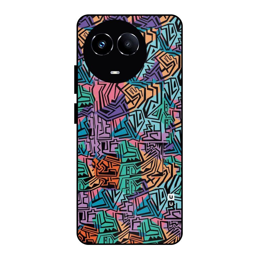 Abstract Lining Colors Metal Back Case for Realme 11 5G
