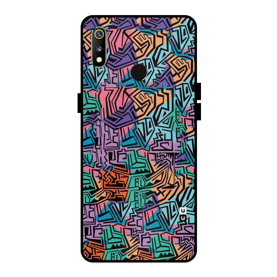 Abstract Lining Colors Metal Back Case for Realme 3i