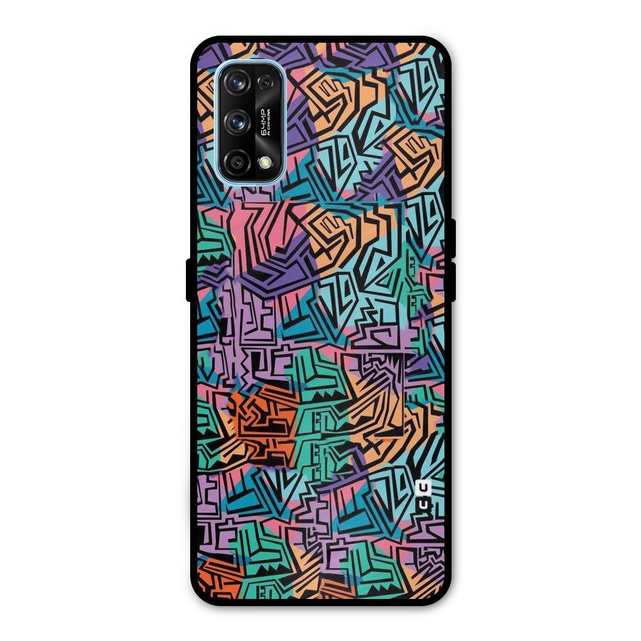 Abstract Lining Colors Metal Back Case for Realme 7 Pro