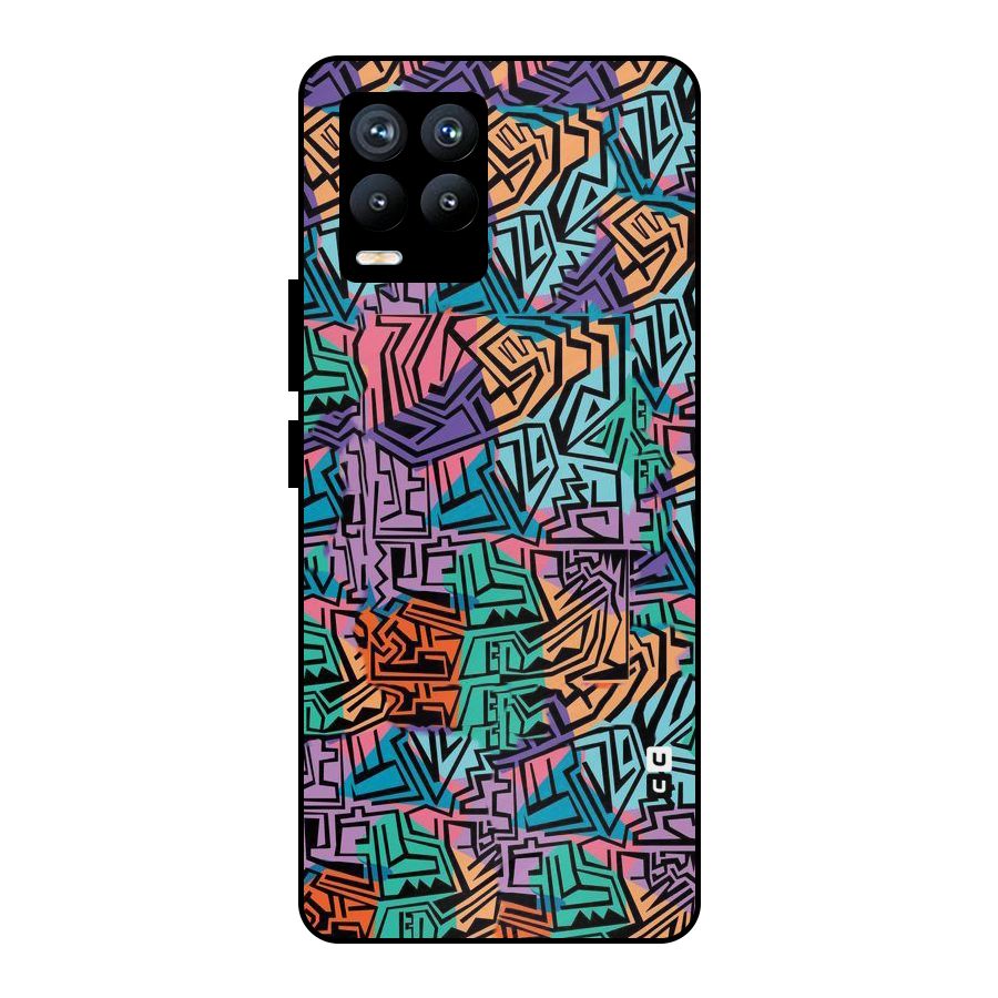 Abstract Lining Colors Metal Back Case for Realme 8 Pro