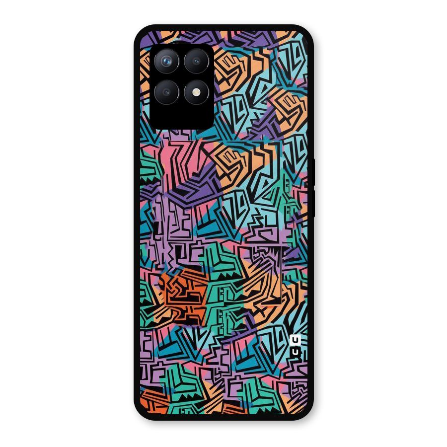 Abstract Lining Colors Metal Back Case for Realme 8i