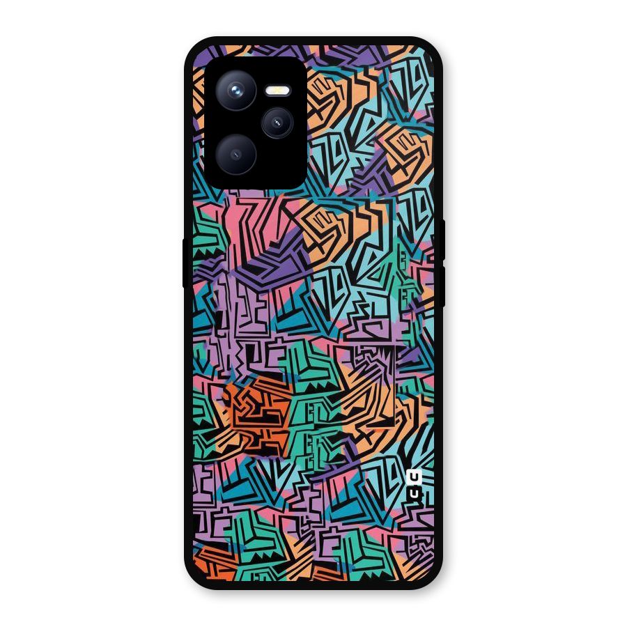 Abstract Lining Colors Metal Back Case for Realme C35
