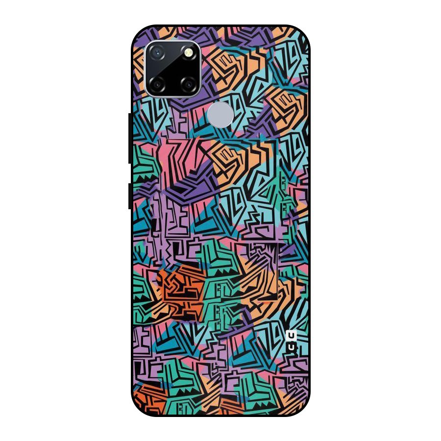 Abstract Lining Colors Metal Back Case for Realme Narzo 30A