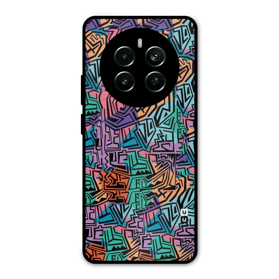 Abstract Lining Colors Metal Back Case for Realme Narzo 70 Pro