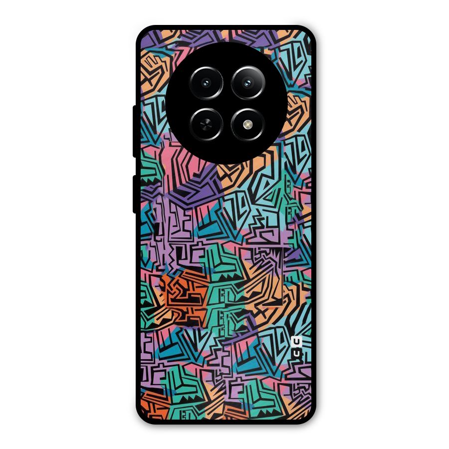 Abstract Lining Colors Metal Back Case for Realme Narzo 70x 5G