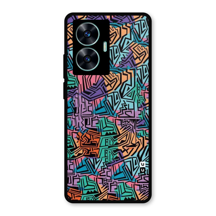 Abstract Lining Colors Metal Back Case for Realme Narzo N55