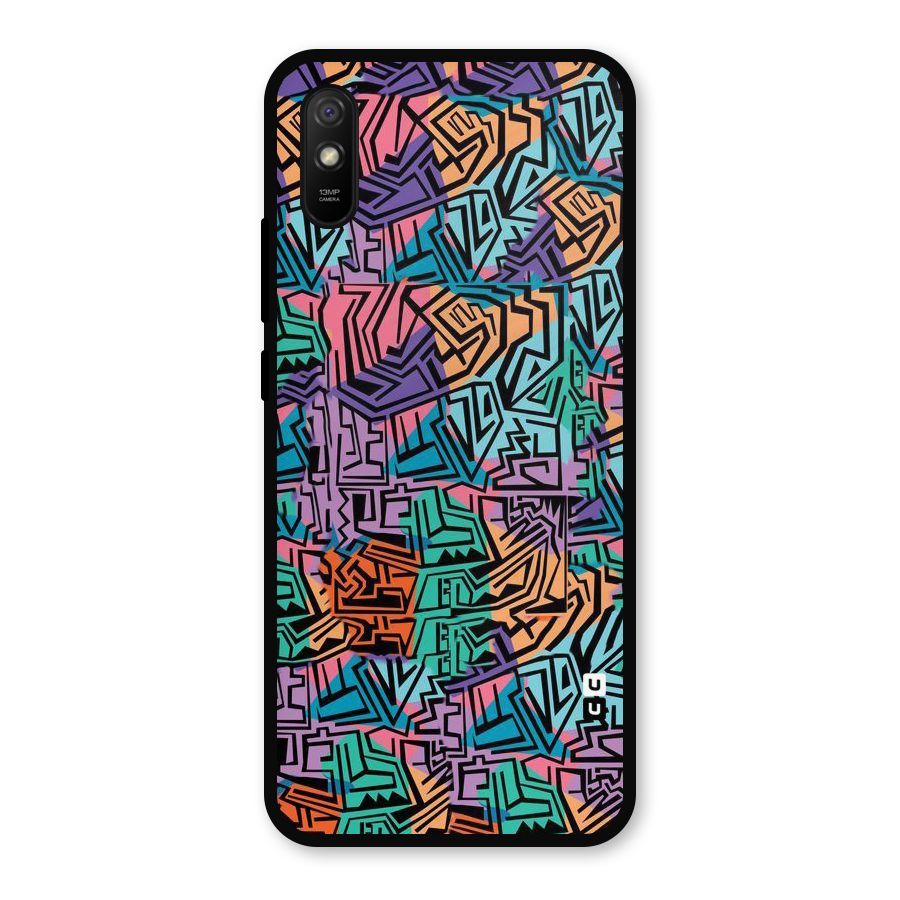 Abstract Lining Colors Metal Back Case for Redmi 9a