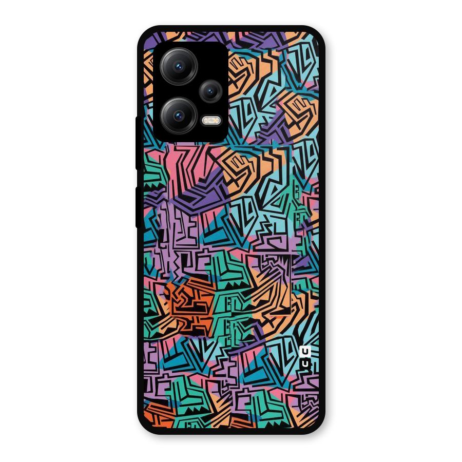 Abstract Lining Colors Metal Back Case for Redmi Note 12 5G