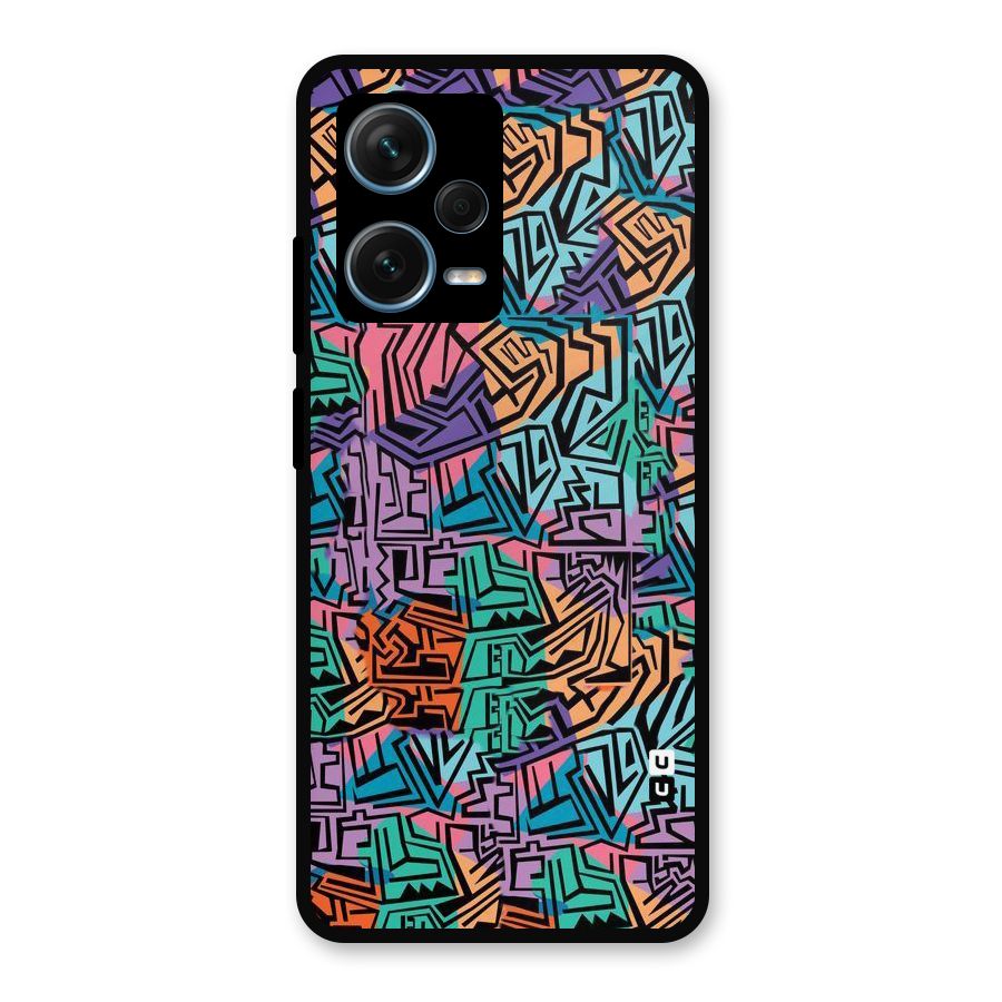 Abstract Lining Colors Metal Back Case for Redmi Note 12 Pro Plus 5G