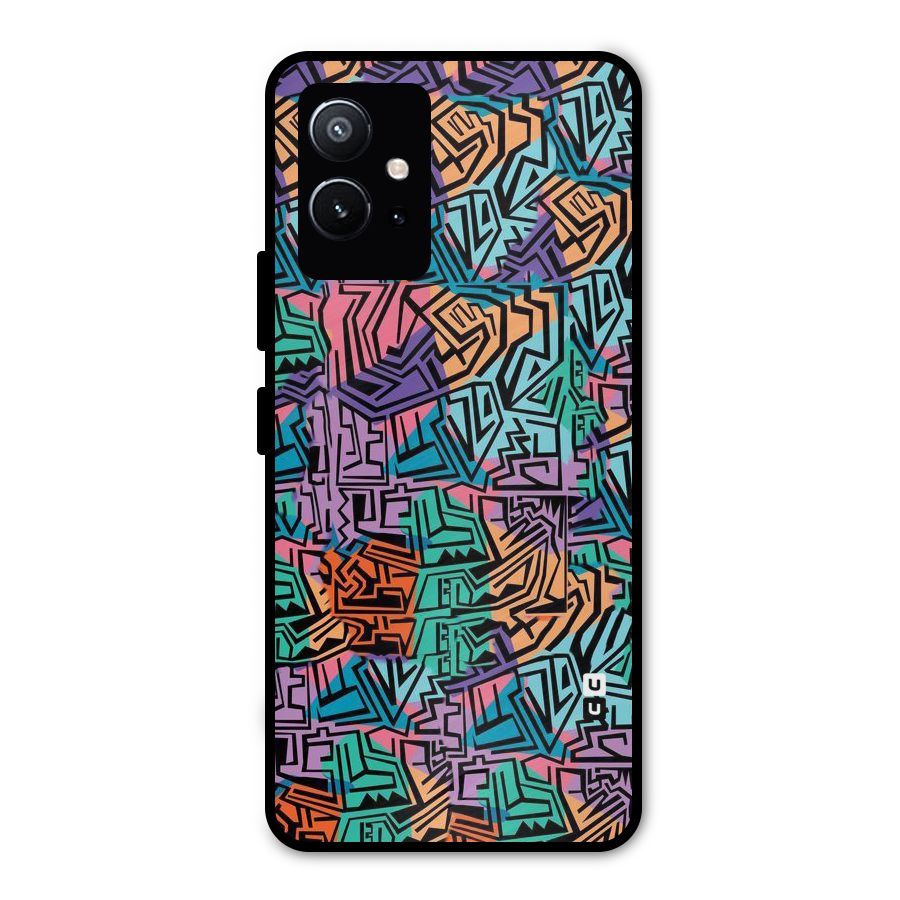 Abstract Lining Colors Metal Back Case for Vivo T1 5G