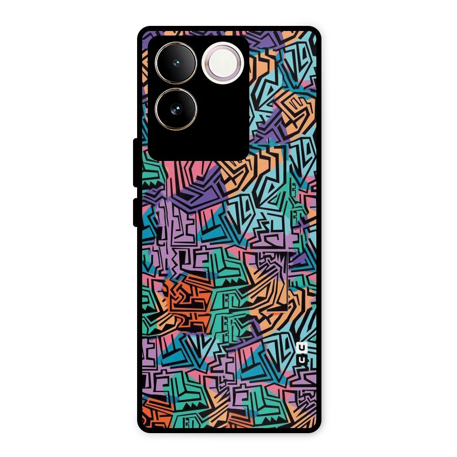 Abstract Lining Colors Metal Back Case for Vivo T2 Pro