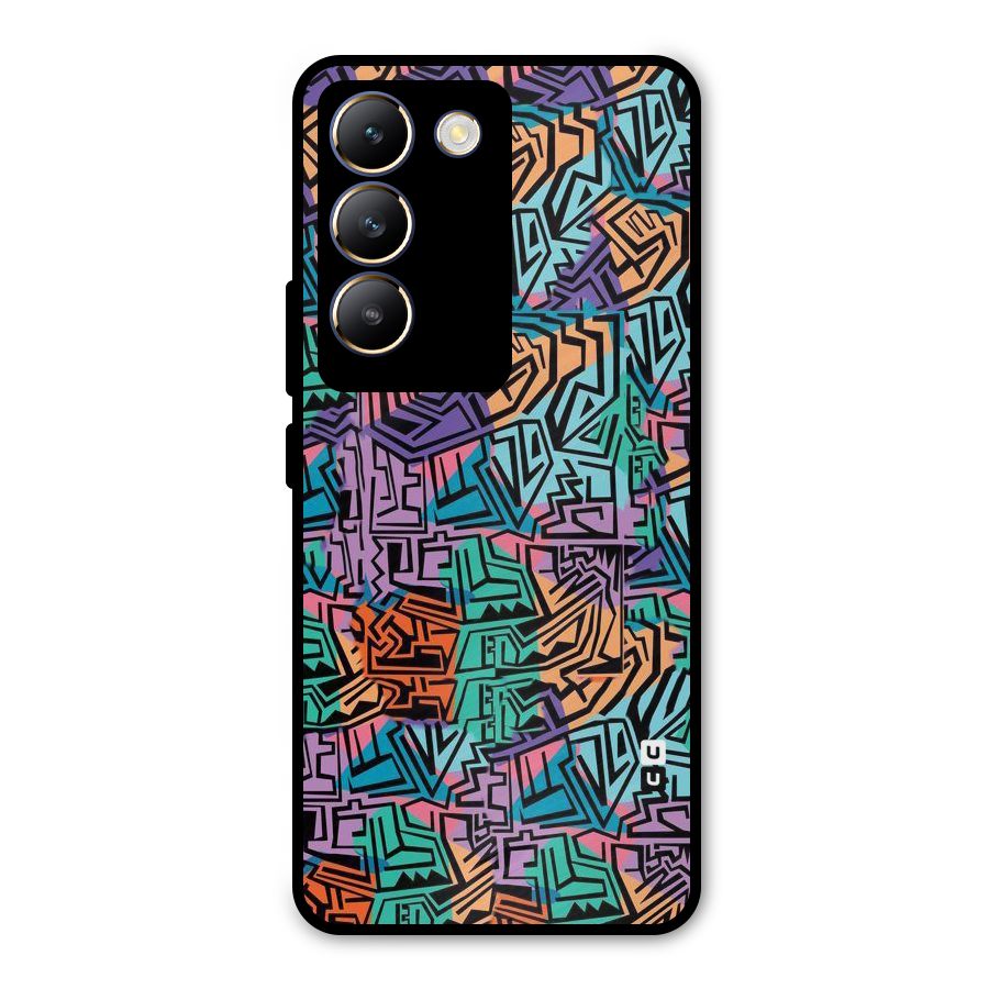 Abstract Lining Colors Metal Back Case for Vivo T3 5G