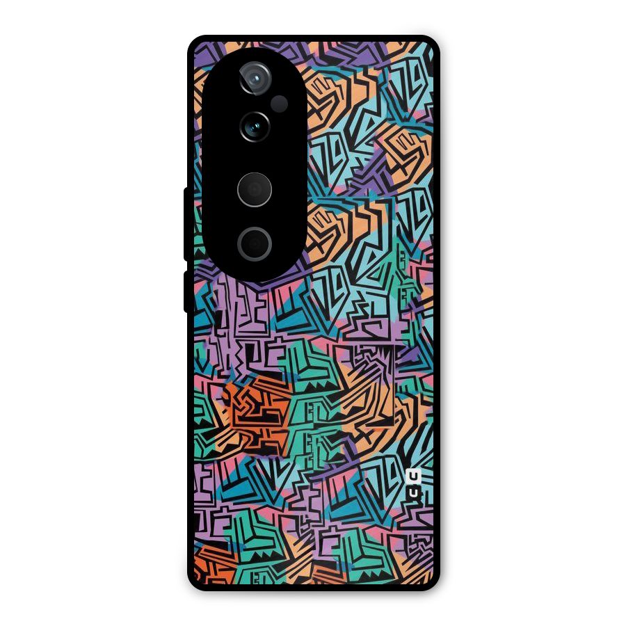Abstract Lining Colors Metal Back Case for Vivo T3 Ultra