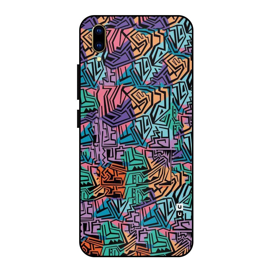 Abstract Lining Colors Metal Back Case for Vivo V11 Pro