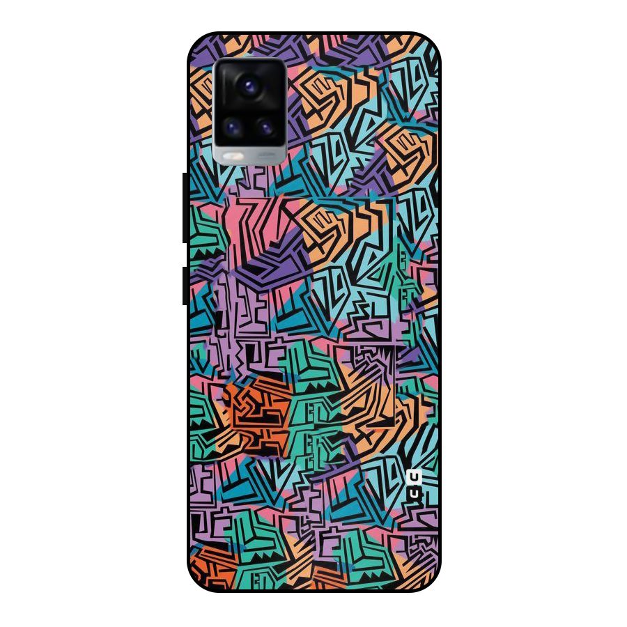 Abstract Lining Colors Metal Back Case for Vivo V20 2021