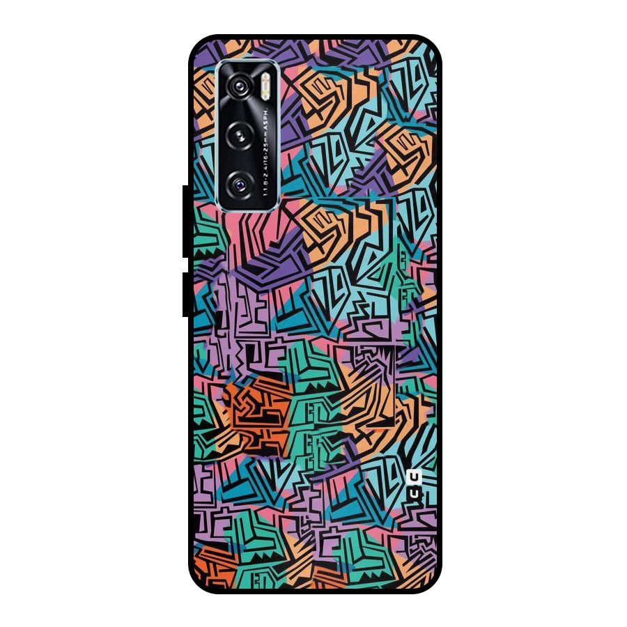 Abstract Lining Colors Metal Back Case for Vivo V20 SE