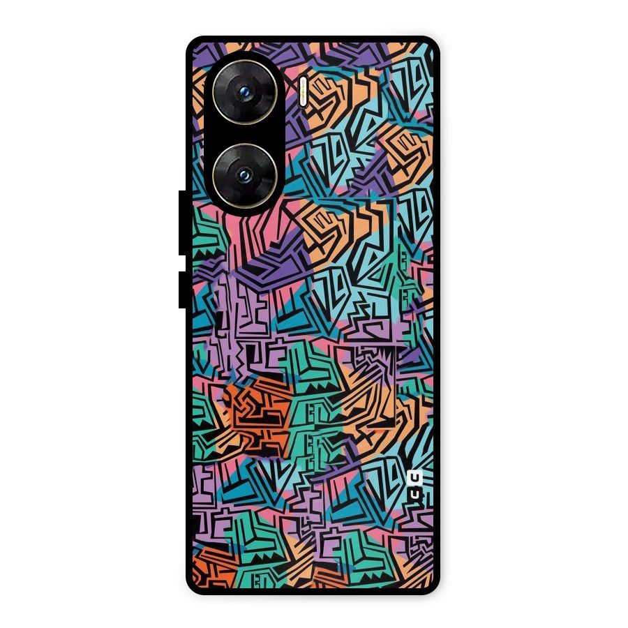 Abstract Lining Colors Metal Back Case for Vivo V29e