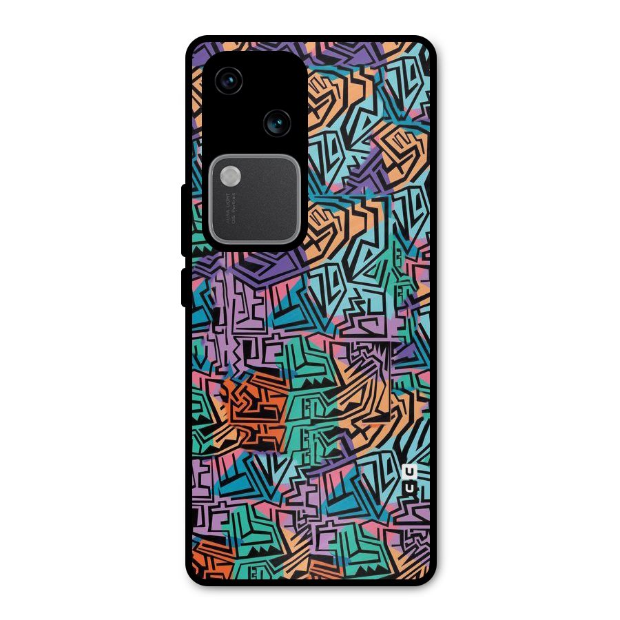 Abstract Lining Colors Metal Back Case for Vivo V30 Pro