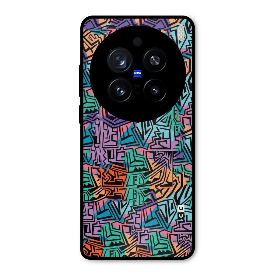 Abstract Lining Colors Metal Back Case for Vivo X200 Pro
