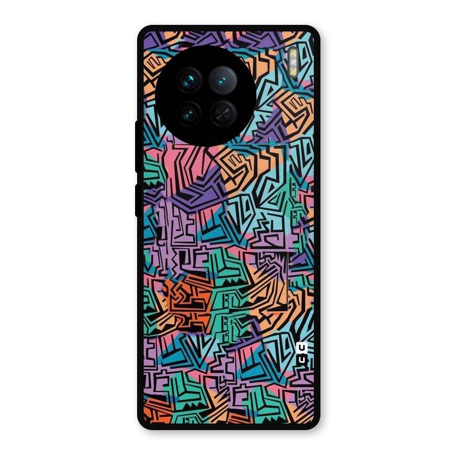 Abstract Lining Colors Metal Back Case for Vivo X90