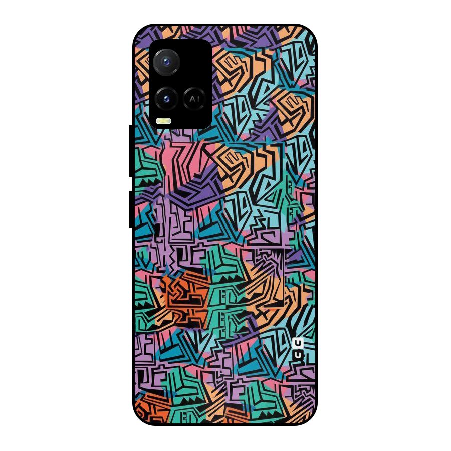 Abstract Lining Colors Metal Back Case for Vivo Y21 2021