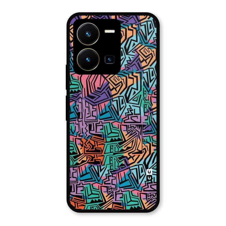 Abstract Lining Colors Metal Back Case for Vivo Y35