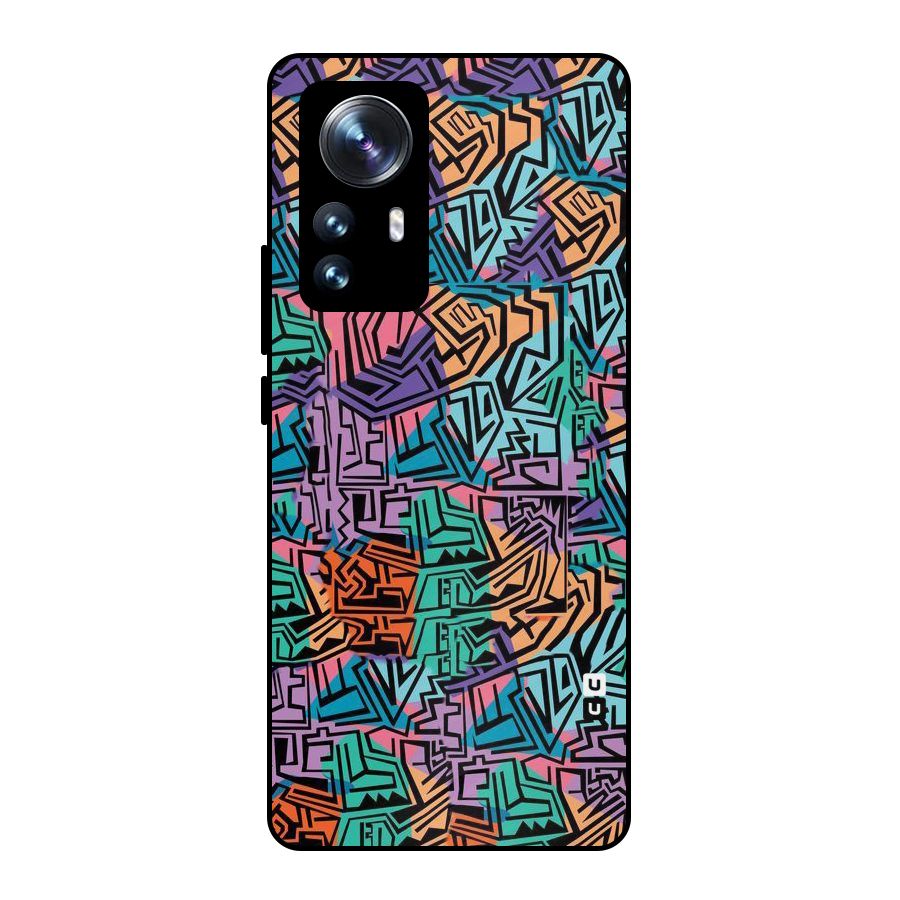 Abstract Lining Colors Metal Back Case for Xiaomi 12 Pro