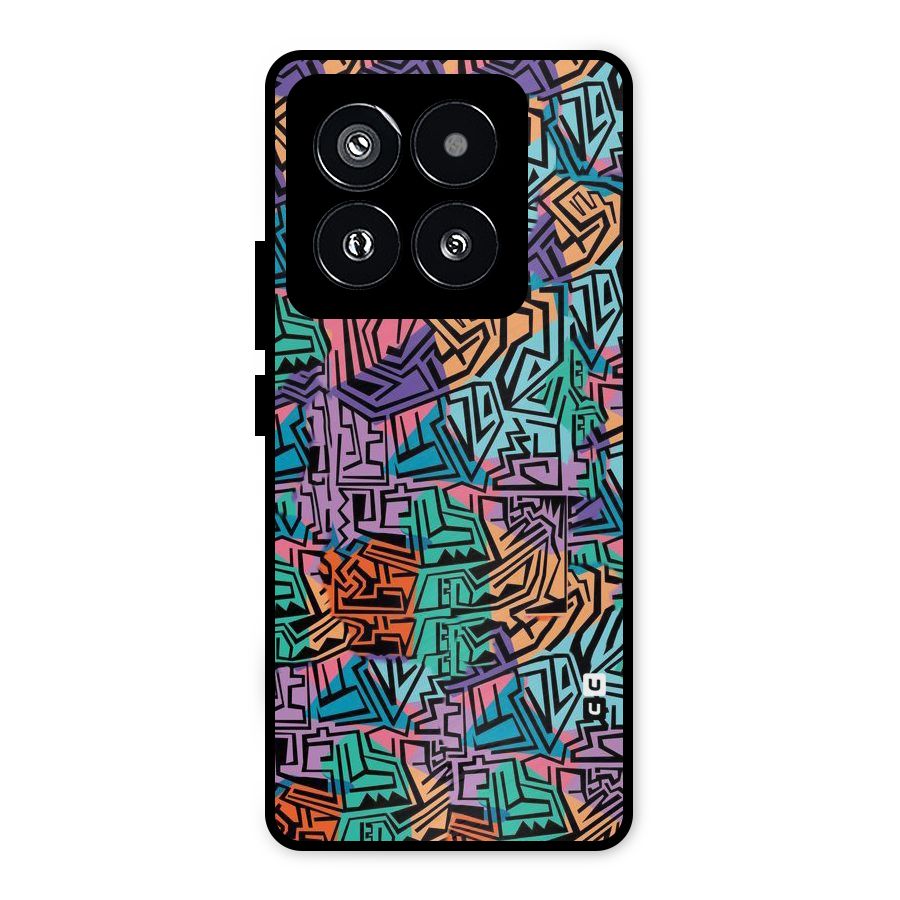 Abstract Lining Colors Metal Back Case for Xiaomi 14 Pro