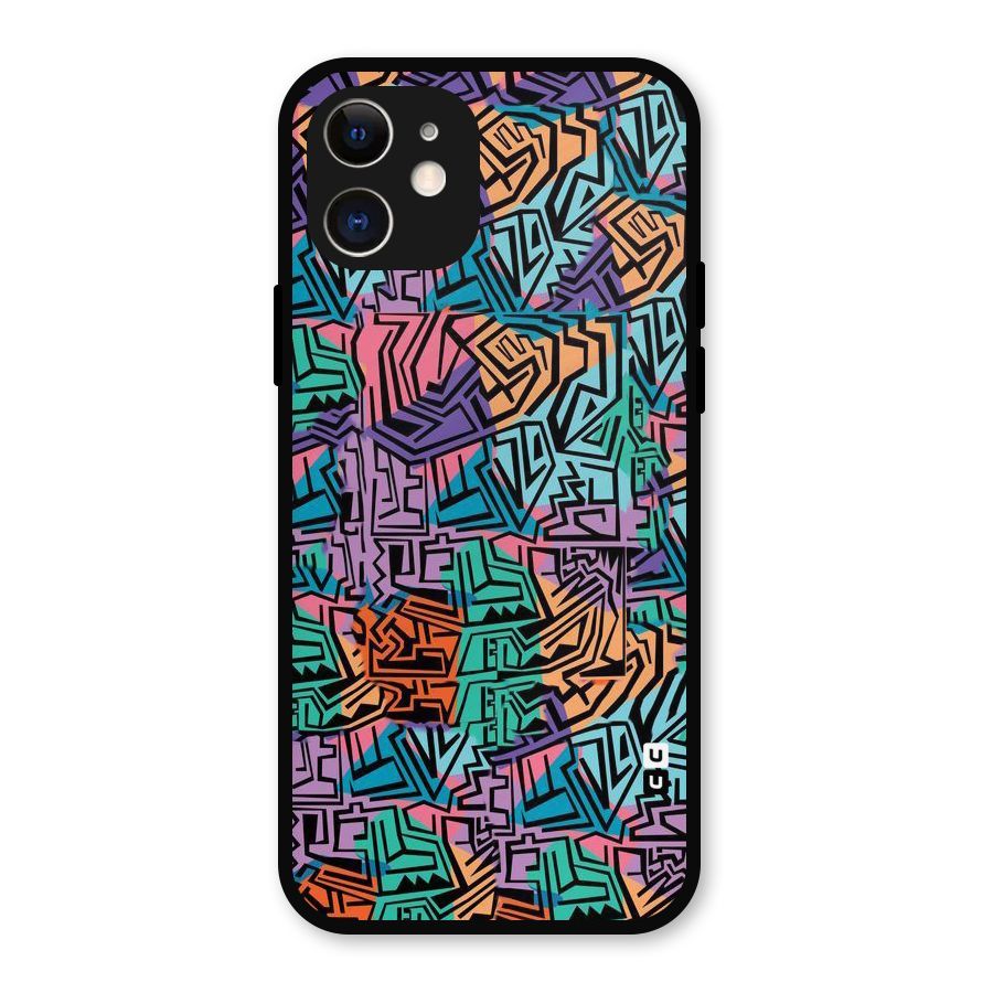Abstract Lining Colors Metal Back Case for iPhone 12